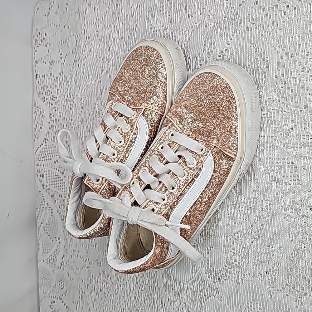 Vans  Old Skool V Amberlight skate glitter gold shoes sz 13 Toddler